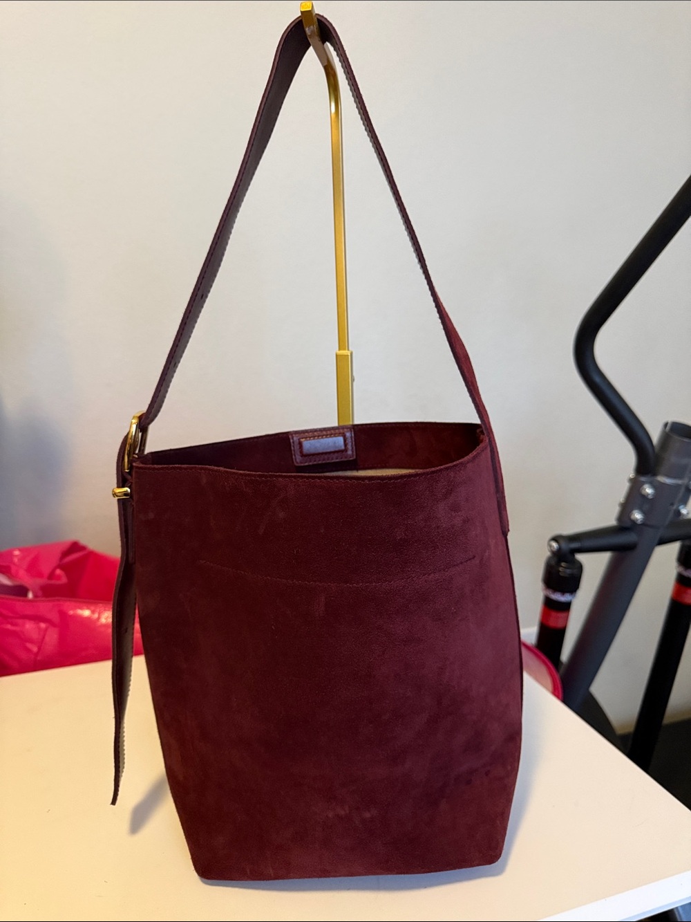 Madewell Burgundy Suede Shoulder Bucket Bag